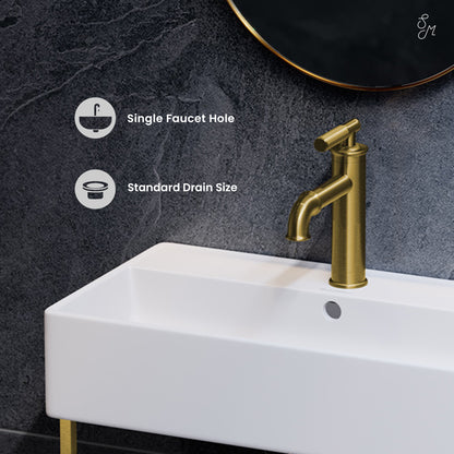 Swiss Madison, Claire 22" Wall-Mount Bathroom Sink with Brushed Gold Towel Bar