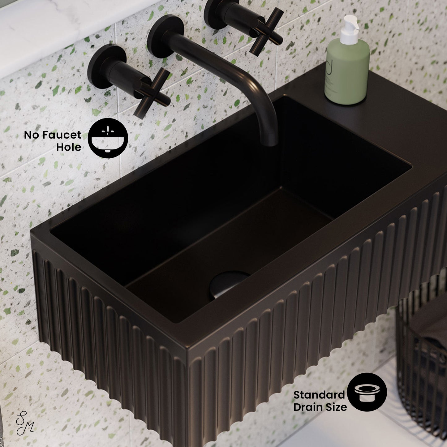 Swiss Madison, Delice 24" Rectangle Wall-Mount Bathroom Sink in Matte Black