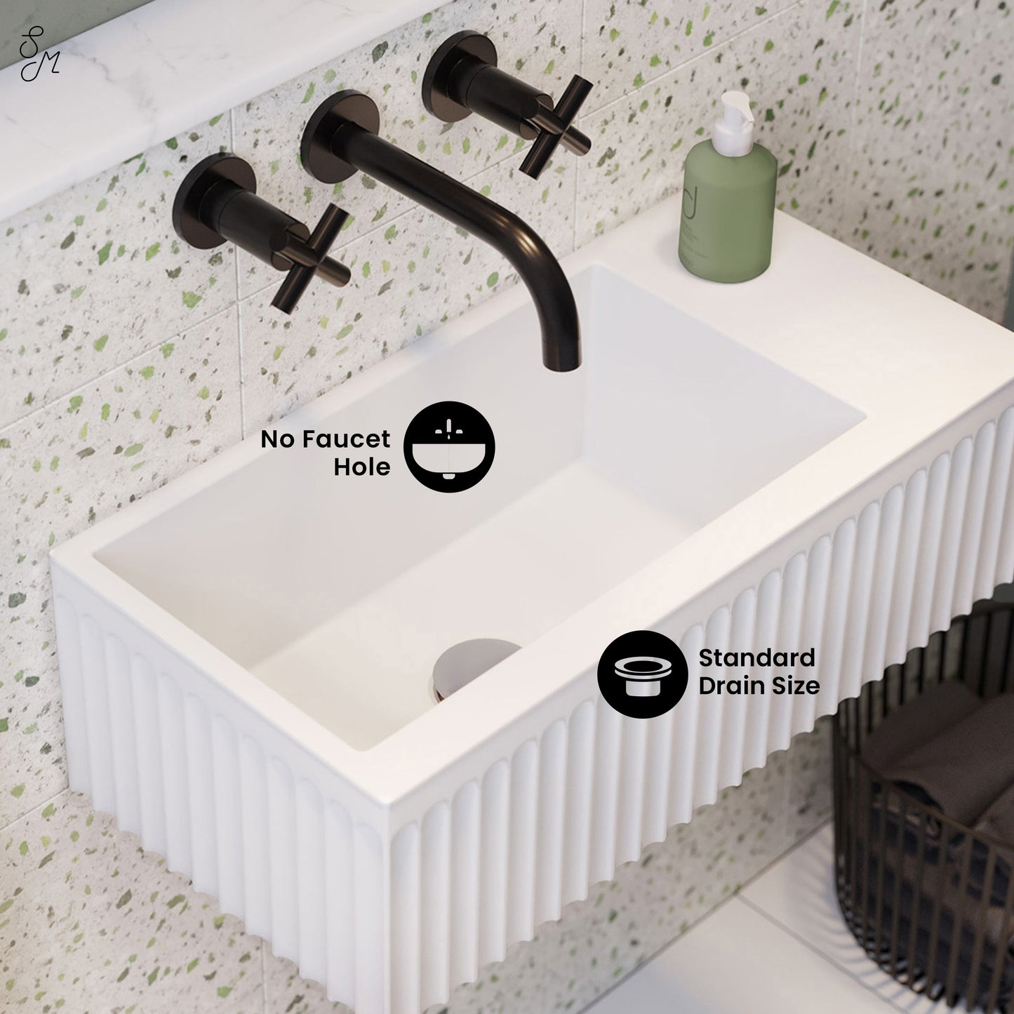 Swiss Madison, Delice 24" Rectangle Wall-Mount Bathroom Sink in Matte White