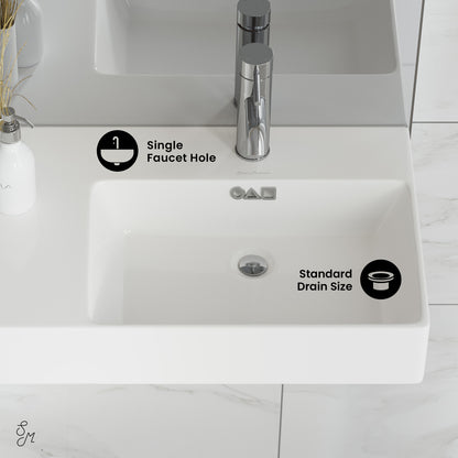 Swiss Madison, St. Tropez 30" Rectangle Wall-Mounted Sink with Right Side Faucet Mount