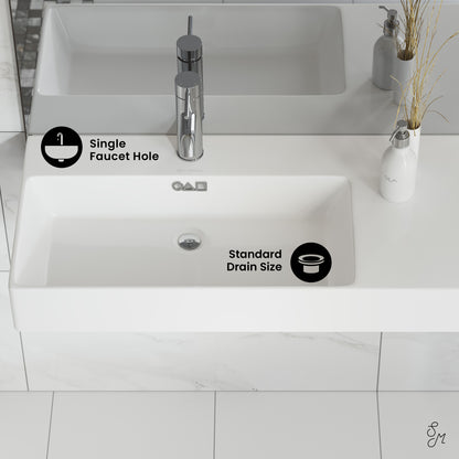 Swiss Madison, St. Tropez 36" Rectangle Wall-Mounted Sink with Left Side Faucet Mount
