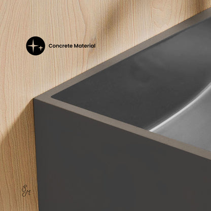 Swiss Madison, Lisse 16" Concrete Rectangle Wall-Mounted Sink with Right Side Faucet Mount in Matte Dark Gray