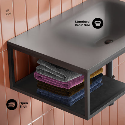 Swiss Madison, Lisse 24" Rectangle Concrete Wall-Mount Bathroom Sink in Dark Grey