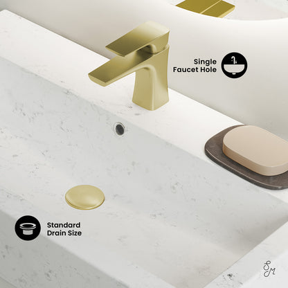 Swiss Madison, Voltaire Wide Rectangle Wall Hung Sink in Static Marble