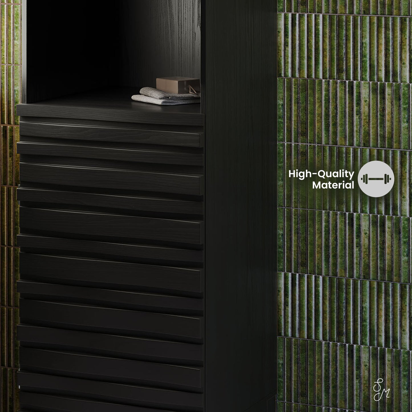 Swiss Madison, Cascade 17 x 17 x 60 Freestanding Linen Cabinet in Black Oak