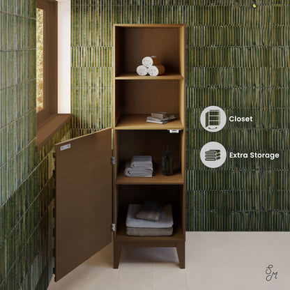 Swiss Madison, Cascade 17 x 17 x 60 Freestanding Linen Cabinet in Brown Oak