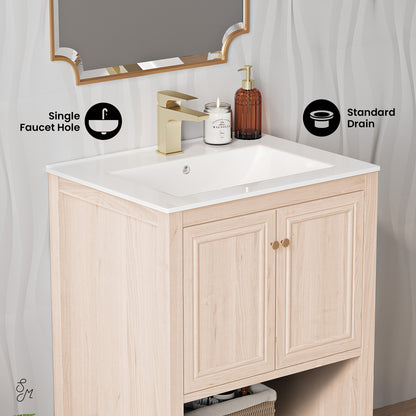 Swiss Madison, Chateau 24" Freestanding Bathroom Vanity in White Oak with Sink Top