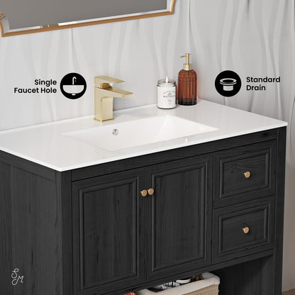 Swiss Madison, Chateau 36" Freestanding Bathroom Vanity in Black Oak with Sink Top