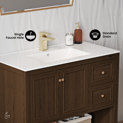 Swiss Madison Chateau 36-inch freestanding bathroom vanity in Brown Oak — view 3