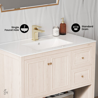 Swiss Madison, Chateau 36" Freestanding Bathroom Vanity in White Oak with Sink Top