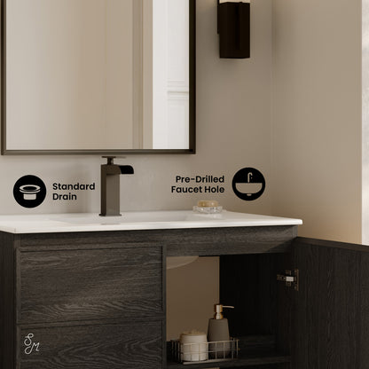 Swiss Madison, St. Tropez 36" Freestanding Bathroom Vanity in Black Oak with Sink Top