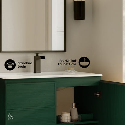 Swiss Madison St. Tropez 36-inch freestanding bathroom vanity in Green Oak — view 3