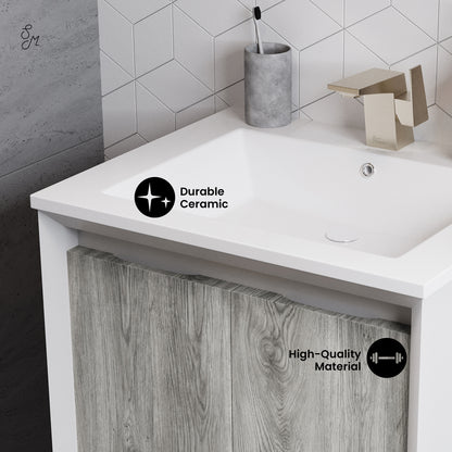 Swiss Madison, Marseille 24 Single, Two Doors, Open Shelf Bathroom Vanity