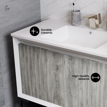 Swiss Madison Marseille 36-inch freestanding bathroom vanity in Gray Oak — view 3