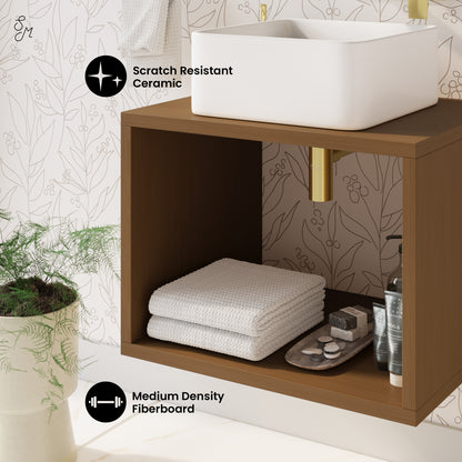 Swiss Madison, Concorde 24'' Wall-Hung Vanity In Brown Oak