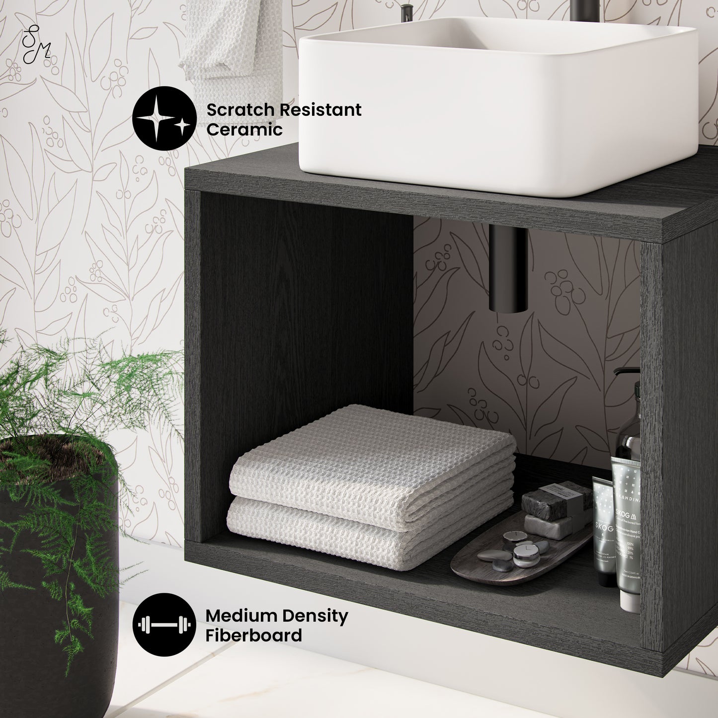 Swiss Madison, Concorde 24'' Wall-Hung Vanity In Black