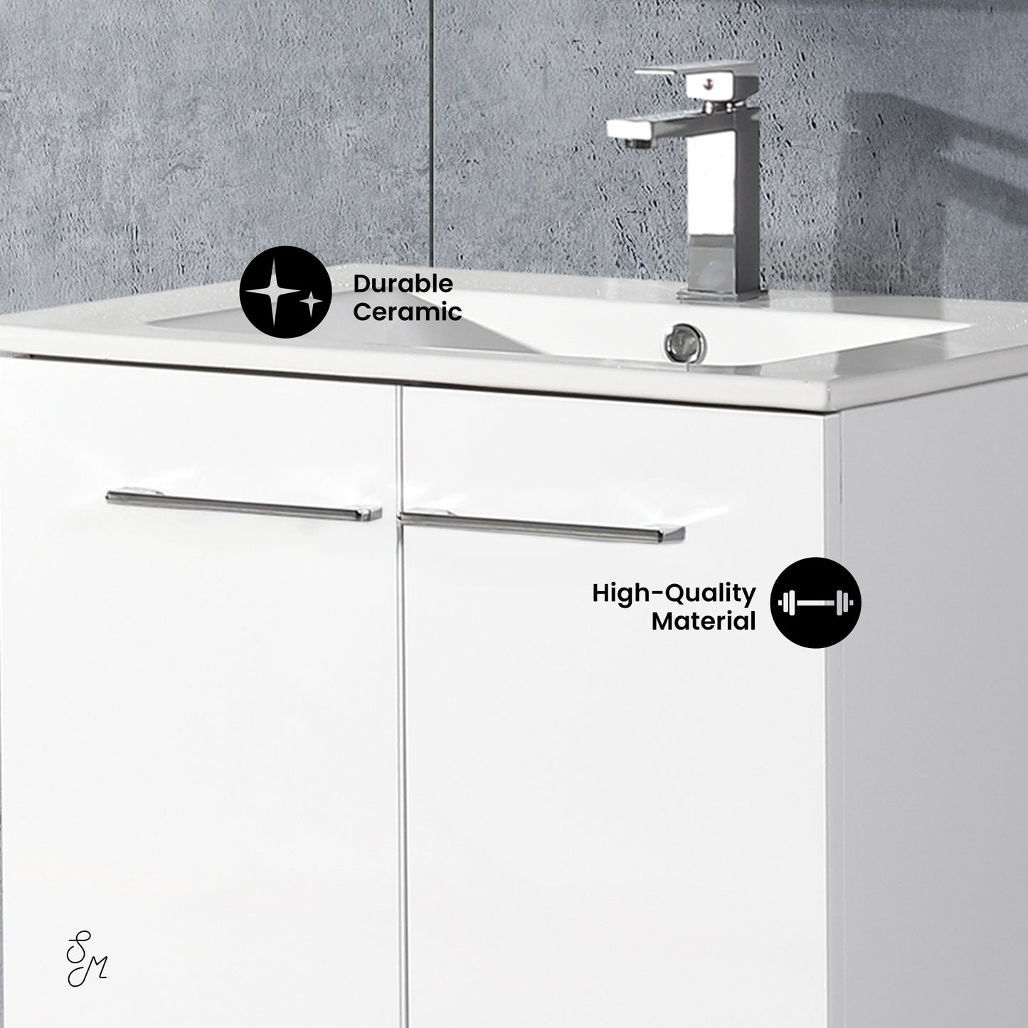 Swiss Madison, Annecy 24" Freestanding Bathroom Vanity in White with Sink Top