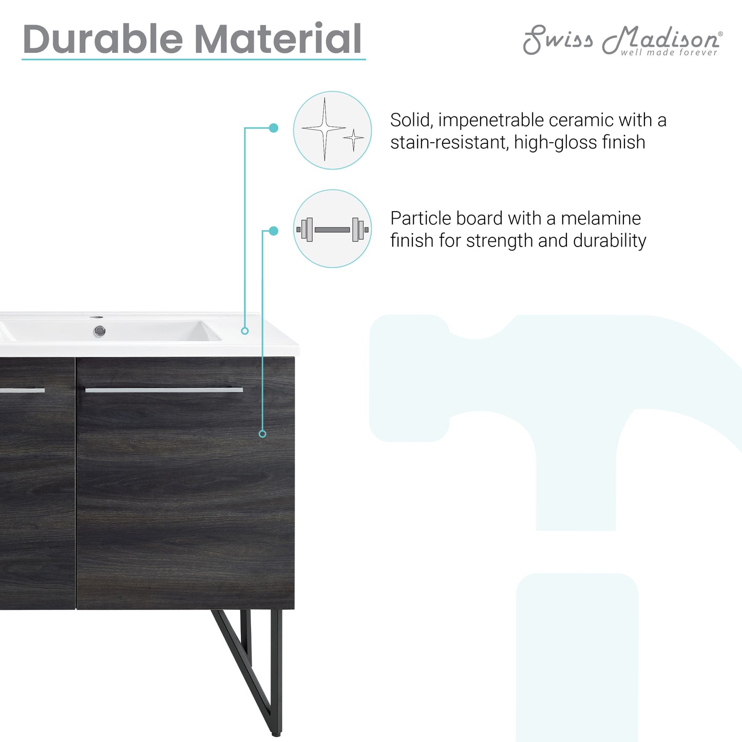 Swiss Madison, Annecy 60" Freestanding Bathroom Vanity in Black Walnut with Sink Top