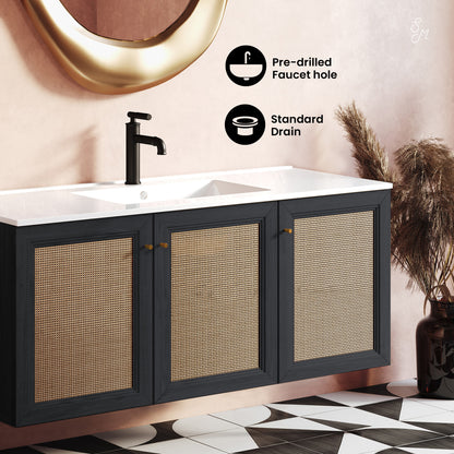 Swiss Madison, Classe 48" Wall-Mounted Bathroom Vanity in Black Oak