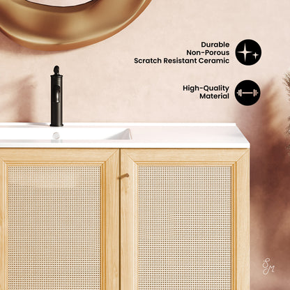 Swiss Madison, Classe 48" Wall-Mounted Bathroom Vanity in Natural Oak