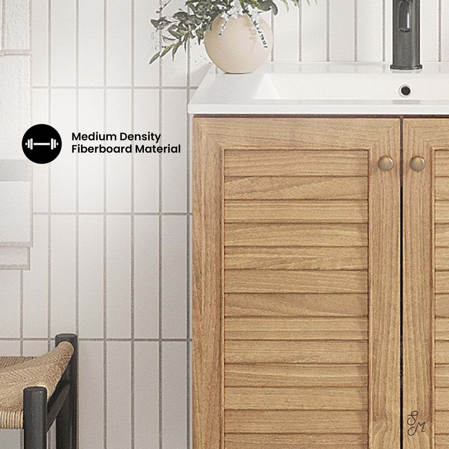 Swiss Madison, Bron 24" Freestanding Bathroom Vanity in Golden Oak with Sink Top