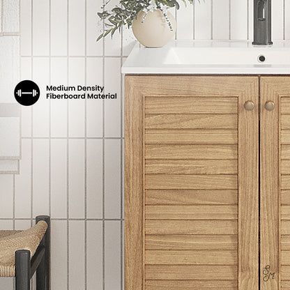 Swiss Madison, Bron 24" Freestanding Bathroom Vanity in Golden Oak with Sink Top