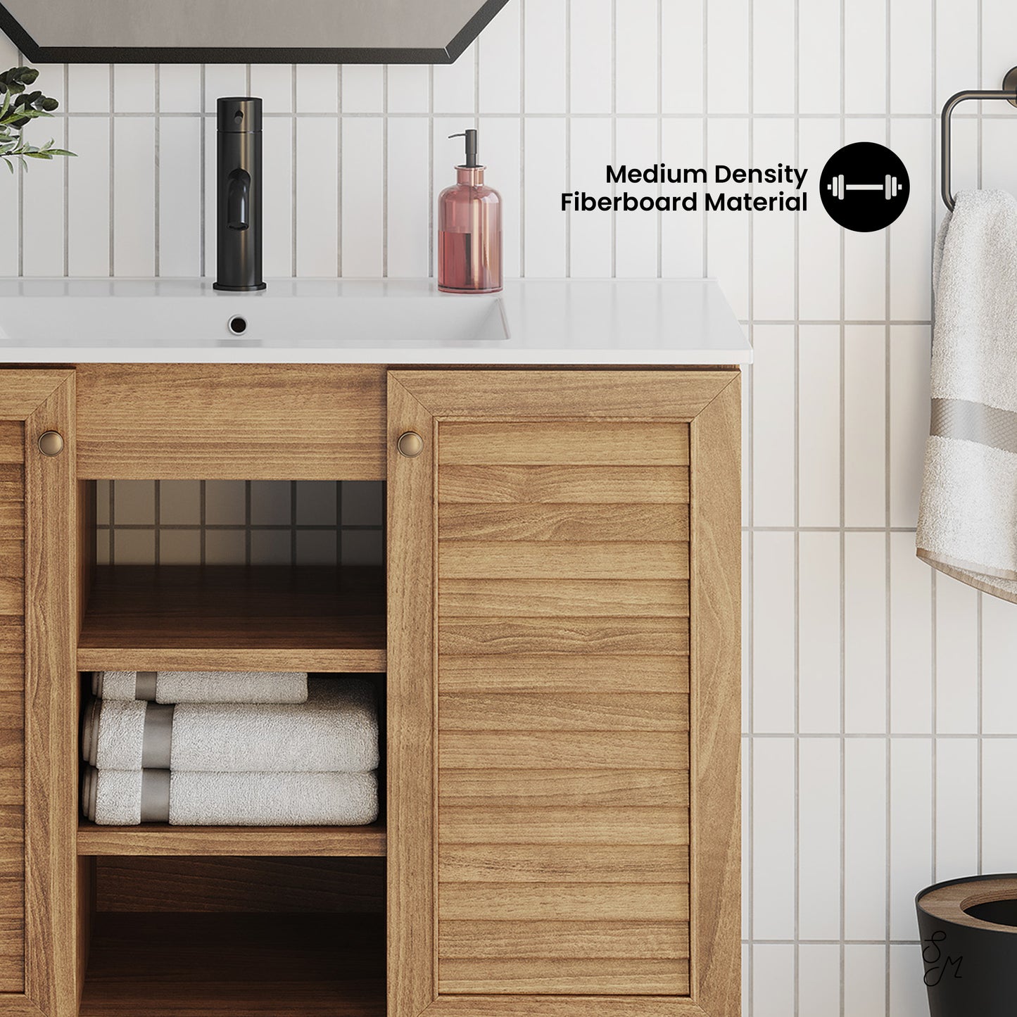 Swiss Madison, Bron 36" Freestanding Bathroom Vanity in Golden Oak with Sink Top
