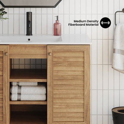 Swiss Madison, Bron 36" Freestanding Bathroom Vanity in Golden Oak with Sink Top