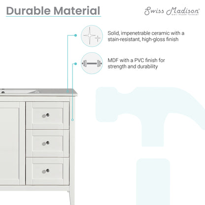Swiss Madison, Cannes 48 Single, Two Doors, Three Drawers, Bathroom Vanity