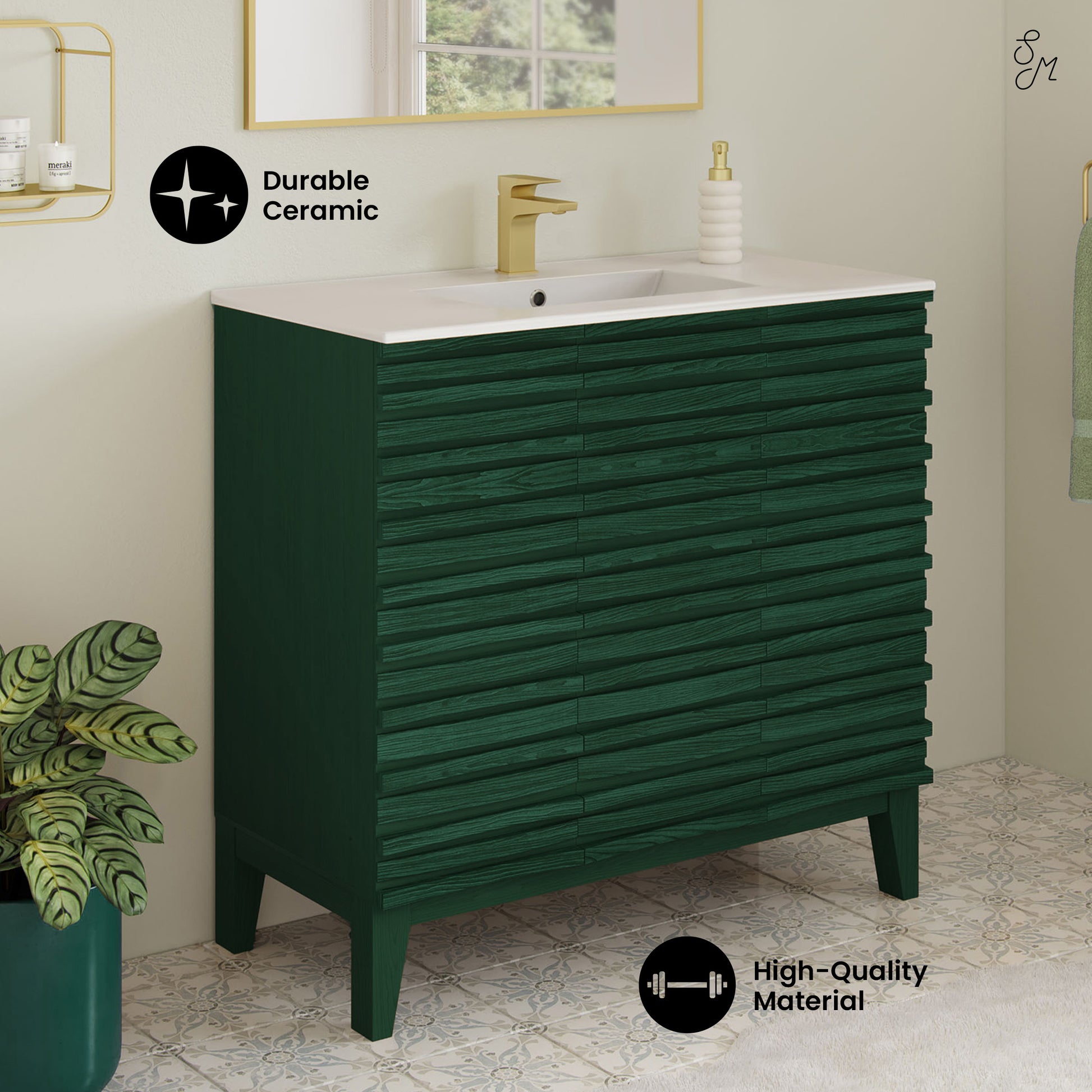 Swiss Madison Cascade 36-inch freestanding bathroom vanity in Green Oak — view 3