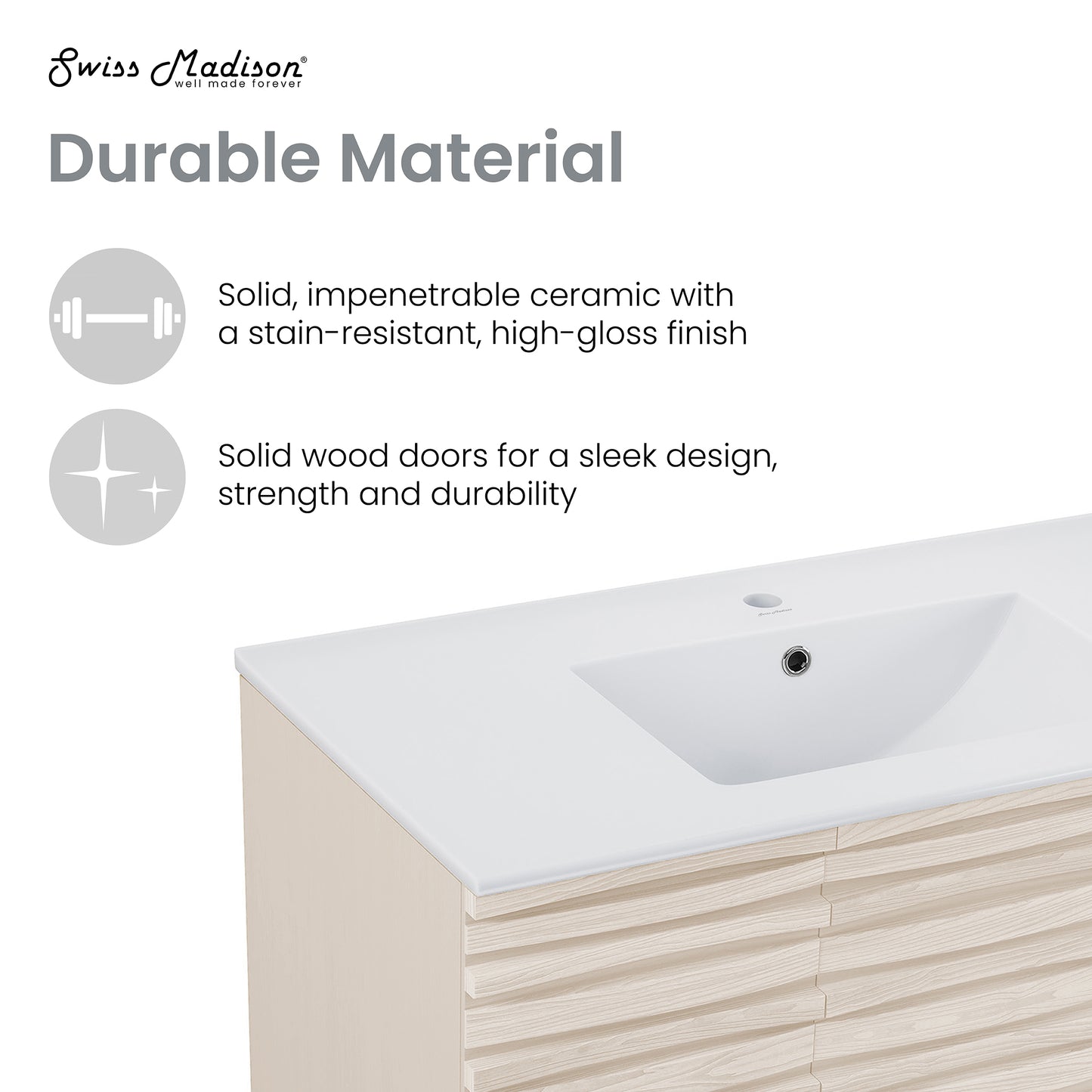 Swiss Madison, Cascade 36'' Bathroom Vanity in White