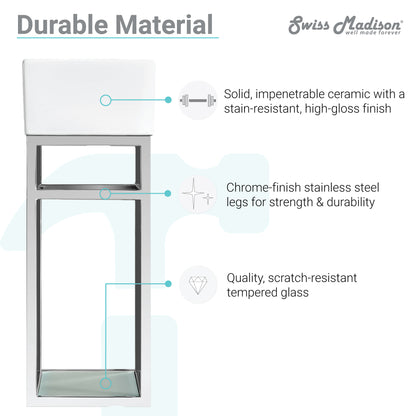 Swiss Madison, Pierre 19.5 Single, Open Shelf, Chrome Metal Frame Bathroom Vanity