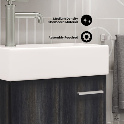 Swiss Madison, Colmer 18 Single, Black Walnut, One Cabinet, Bathroom Vanity