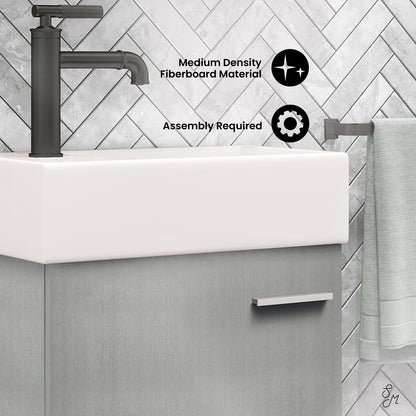 Swiss Madison, Colmer 18 Single, Brushed Grey, One Cabinet, Bathroom Vanity