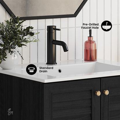 Swiss Madison, Bron 24" Freestanding Bathroom Vanity in Black Oak with Sink Top