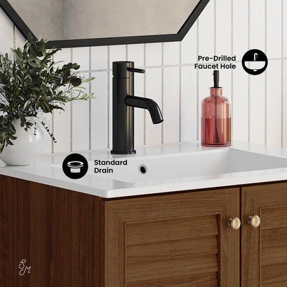Swiss Madison, Bron 24" Freestanding Bathroom Vanity in Brown Oak with Sink Top
