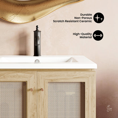Swiss Madison, Classe 24" Freestanding Bathroom Vanity in Natural Oak with Sink Top