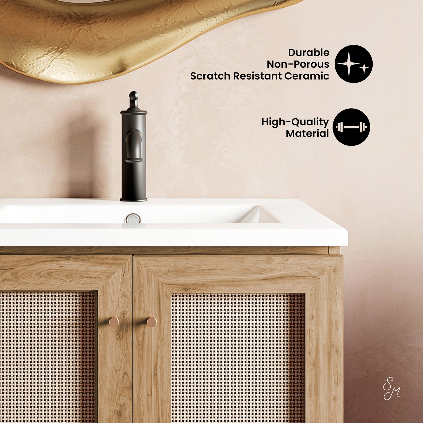 Swiss Madison, Classe 24" Freestanding Bathroom Vanity in Golden Oak with Sink Top