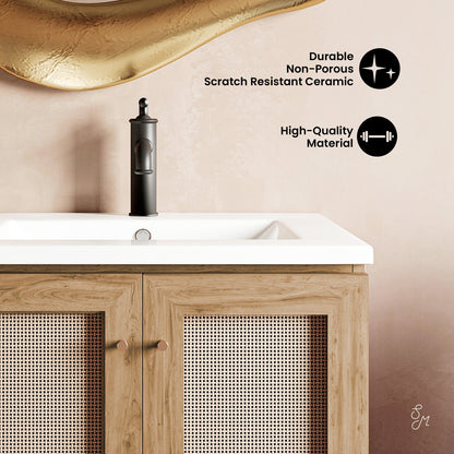 Swiss Madison, Classe 24" Freestanding Bathroom Vanity in Golden Oak with Sink Top