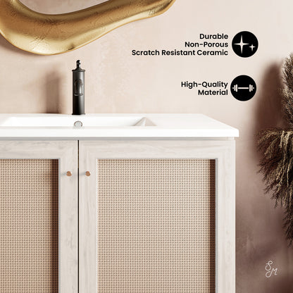 Swiss Madison, Classe 36" Freestanding Bathroom Vanity in White Oak with Sink Top