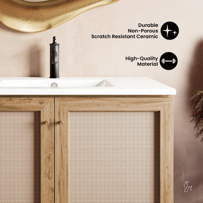 Swiss Madison, Classe 36" Freestanding Bathroom Vanity in Golden Oak with Sink Top