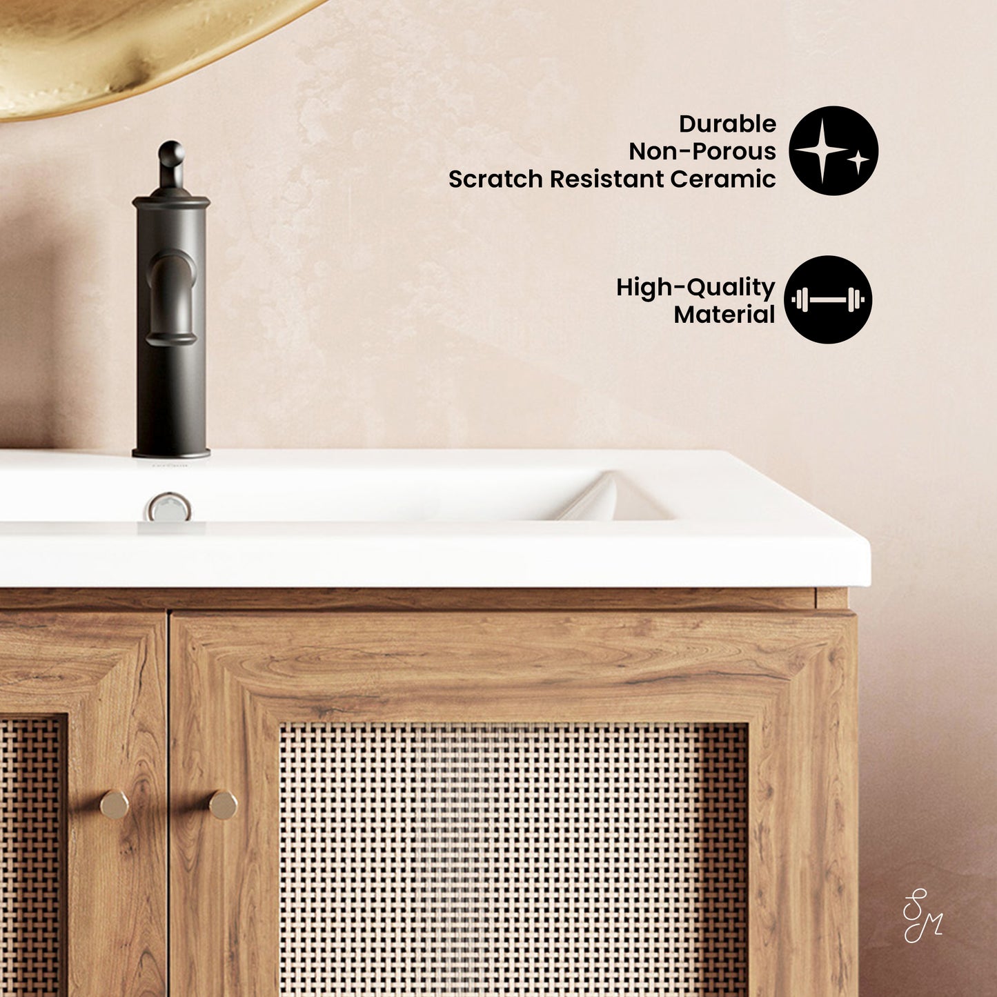 Swiss Madison, Classe 30" Freestanding Bathroom Vanity in Golden Oak with Sink Top