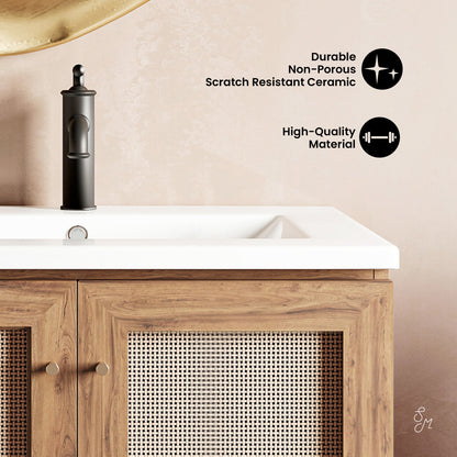Swiss Madison, Classe 30" Freestanding Bathroom Vanity in Golden Oak with Sink Top