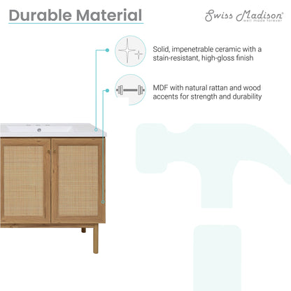 Swiss Madison Classe 60-inch freestanding bathroom vanity in Golden Oak — view 4