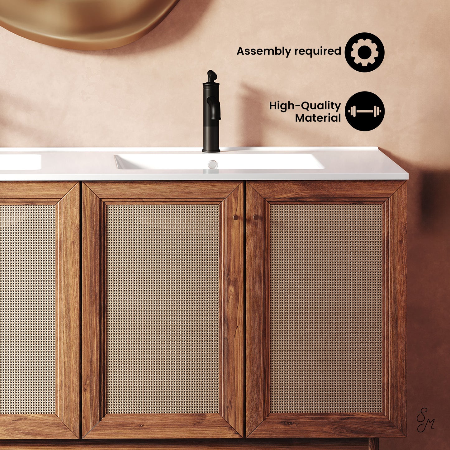 Swiss Madison Classe 60-inch freestanding bathroom vanity in Golden Oak — view 3