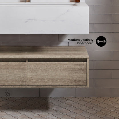 Swiss Madison, Avancer 36" Wall-Mounted Bathroom Vanity in Weathered Oak with Sink Top