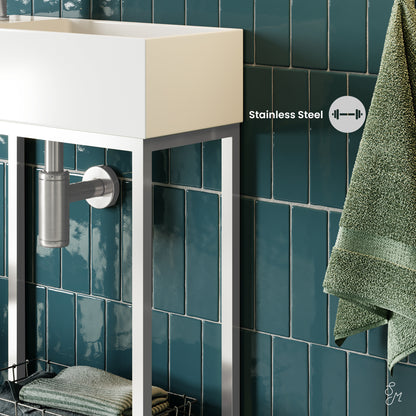 Swiss Madison, Pierre 19.5 Single, Freestanding, Open Shelf, Chrome Metal Frame Bathroom Vanity