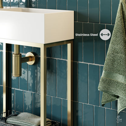 Swiss Madison, Pierre 19.5 Single, Freestanding, Open Shelf, Gold Metal Frame Bathroom Vanity