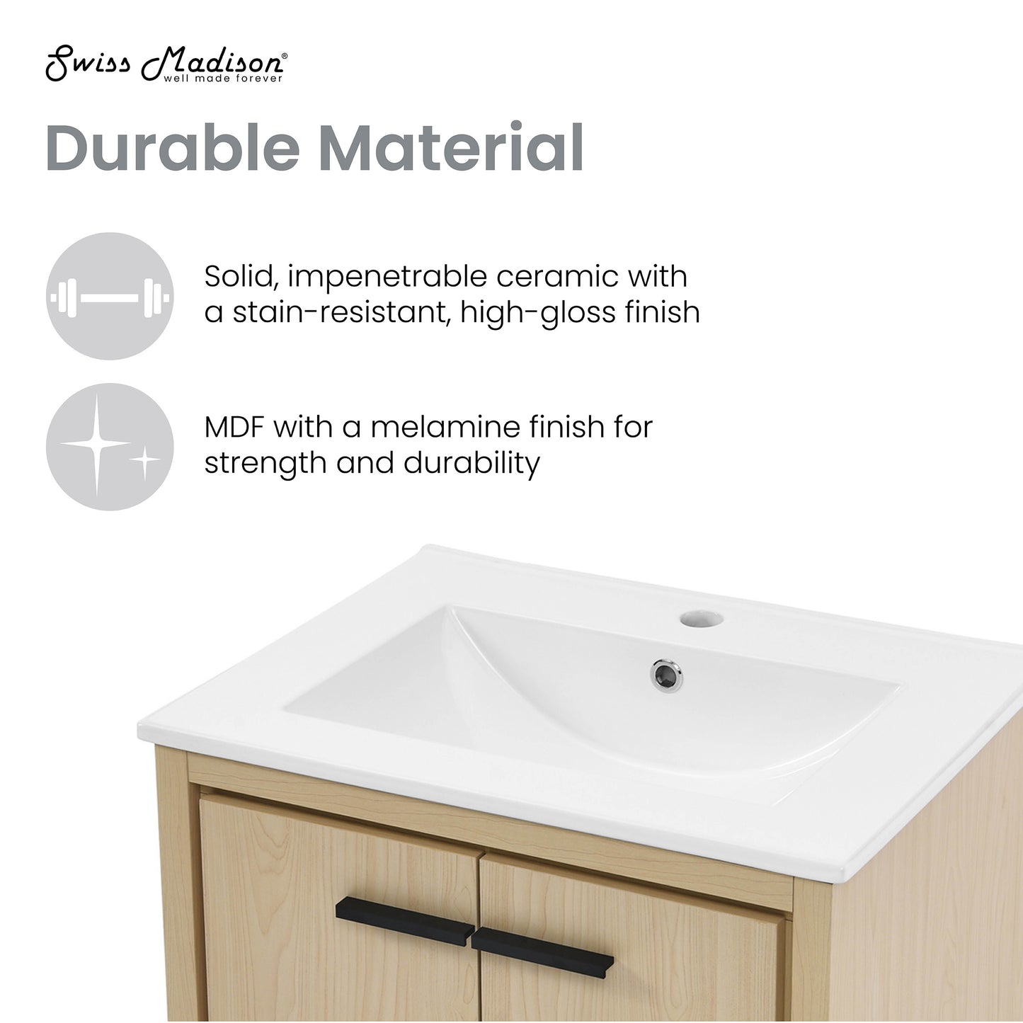 Swiss Madison, Virage 24 Freestanding, Bathroom Vanity in Natural Oak
