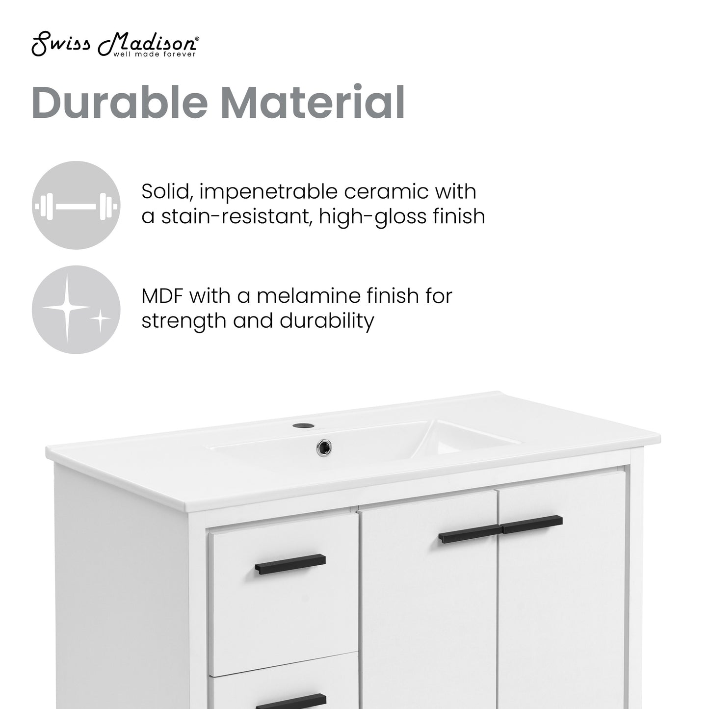 Swiss Madison, Virage 36 Freestanding, Bathroom Vanity in White